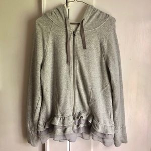 Dylan by True Grit Grey Ruffled Hem Hoodie